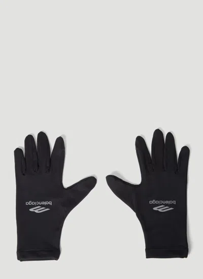 Balenciaga Technical Logo Print Gloves In Black