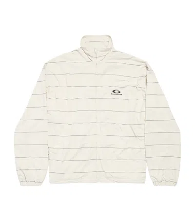 Balenciaga Technical Stripe Logo Oversized Jacket In Neutral
