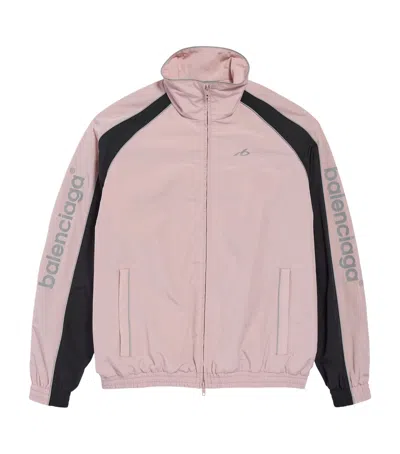 Balenciaga Techno Cotton Logo Track Jacket In Pink