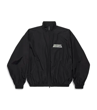Balenciaga Techno Cotton Masking Tape Logo Track Jacket In Black