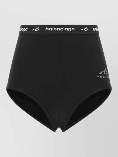 Balenciaga Logo-embroidered High-waist Bodysuit In Black
