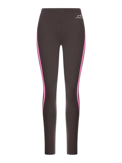 Balenciaga Techwear Leggings In Technical Fabric Khaki Brown And Fluorescent Pink