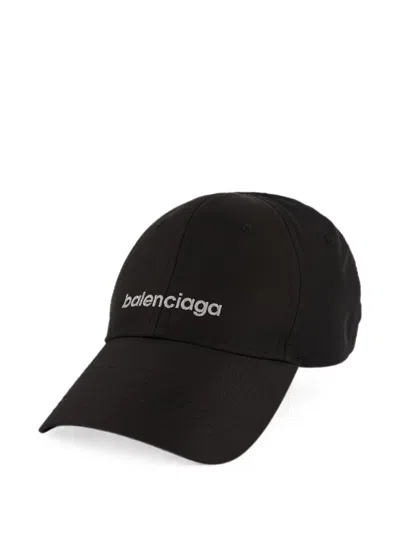 Balenciaga Techwear Logo-embroidered Baseball Cap In Black