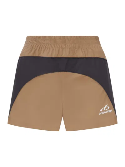 Balenciaga Techwear Shorts In Soft Technical Fabric In Brown