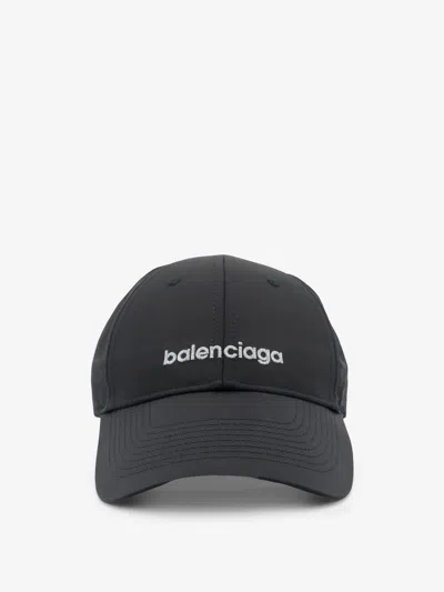 Balenciaga Techwear Technical Fabric Hat With Embroidered Lettering Logo In Black