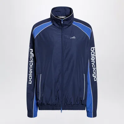Balenciaga Navy Blue Techwear Zip-up Jacket In Cotton Blend In Yellow