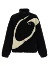 Balenciaga Oversized Fleece Texture High Neck Jacket In Black