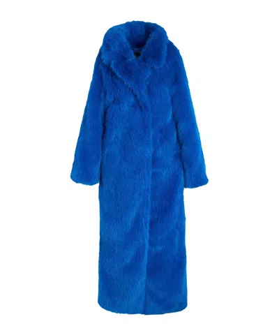 Balenciaga Teddy Fleece Coat In Blue