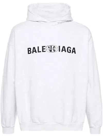 Balenciaga Terry-cloth Cotton Hoodie In White