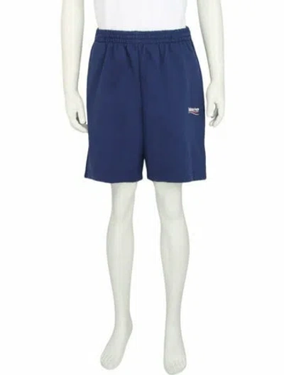 Pre-owned Balenciaga Terry Cloth Graphic Print Athletic Shorts W/ Tags In Blue