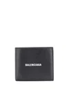 Balenciaga Black Wallet With Contrasting Logo Print In Leather Man In Black