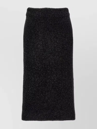 BALENCIAGA TEXTURED FABRIC MIDI SKIRT WITH BACK SLIT
