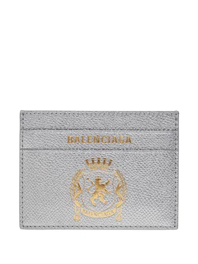 Balenciaga Textured Graphic Cardholder In White