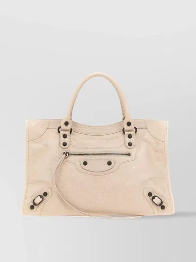 Balenciaga 'the City M' Crossbody And Satchel In Neutral