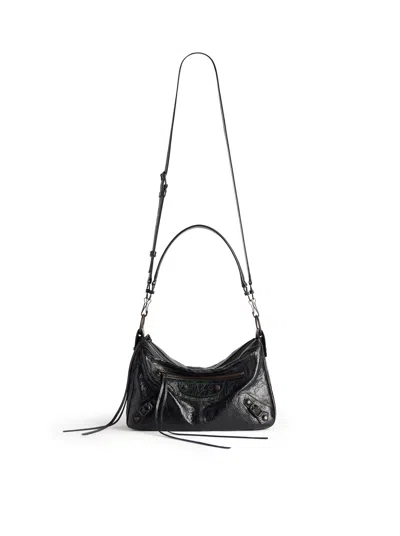 Balenciaga The City Small Motorcycle In Black Arena Lambskin
