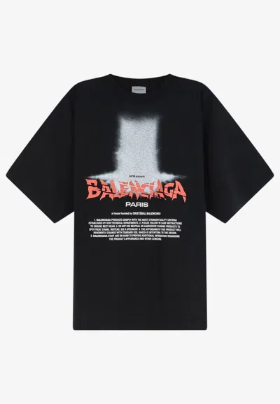 Balenciaga The Door Oversized Printed T-shirt In Black