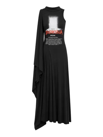 Balenciaga The Door Women`s Long Dress In Black