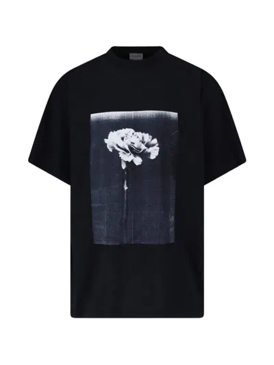 Balenciaga Monochrome Graphic T-shirt With Artistic Front In Black