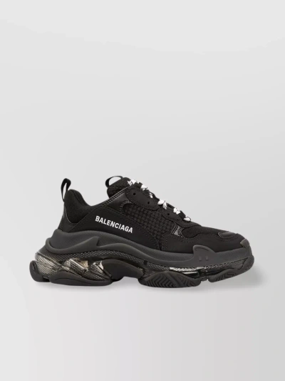 Balenciaga Thick Sole Sneakers With Leather And Mesh In Gray