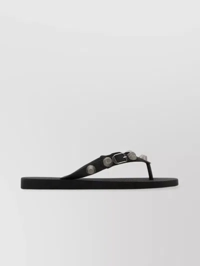 Balenciaga Women Black Rubber Cagole Thong Slippers In Multi