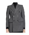 Balenciaga Hourglass Double-breasted Prince Of Wales Checked Wool Coat In Black
