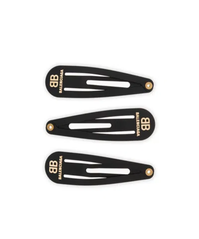 Balenciaga Three Pack Snap Clip Set In Black