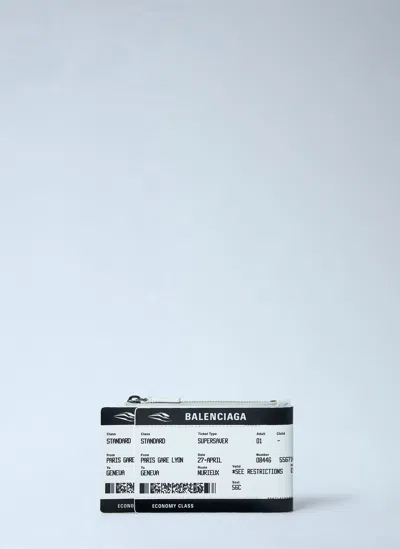 Balenciaga Ticket-print Leather Zip Pouch In Brown