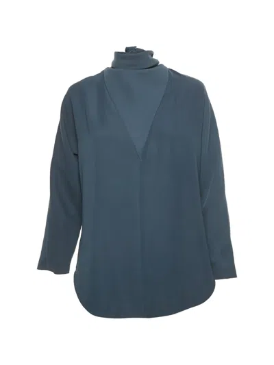 Pre-owned Balenciaga Tie Asymmetric Top In Blue
