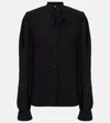 Balenciaga Bow Button Down Blouse In Black