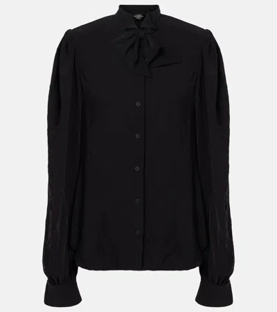 Balenciaga Tie-neck Crêpe Blouse In Black