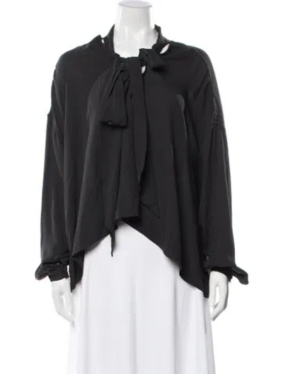Pre-owned Balenciaga Tie Neck Long Sleeve Blouse In Black