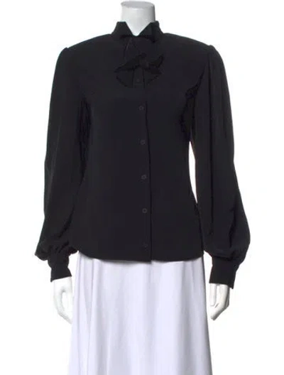 Pre-owned Balenciaga Tie Neck Long Sleeve Blouse In Black