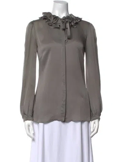 Pre-owned Balenciaga Tie Neck Long Sleeve Blouse In Grey
