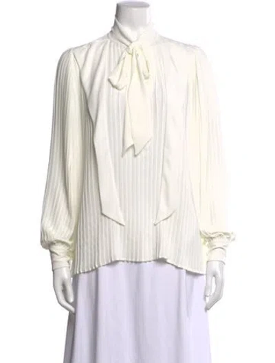 Pre-owned Balenciaga Tie Neck Long Sleeve Blouse In Neutrals
