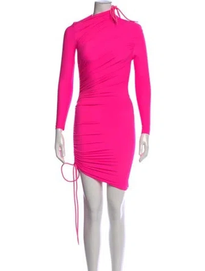Pre-owned Balenciaga Tie Neck Mini Dress In Pink