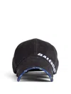 Balenciaga Tilted Typo Cap In Cotton Drill Accessories In Black