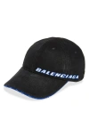 Balenciaga Tilted Typo Distressed Cotton Twill Baseball Cap In Brown