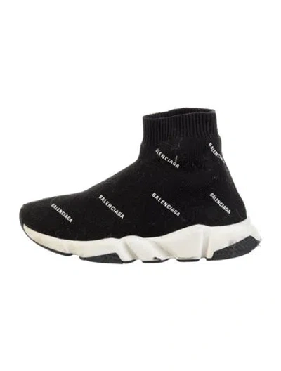 Pre-owned Balenciaga Babies' Toddler Boys' Monogram Speed 2.0 Knit Sneakers In Black