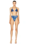 Balenciaga Trompe L'oeil Denim-effect Bikini In Washed Blue