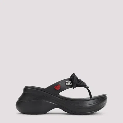Balenciaga Tong Crocs Sandals In Black