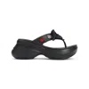 Balenciaga Rubber Sandals With Playful Heart Embellishments In Black