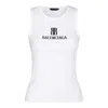 Balenciaga Ribbed Viscose Blend Tank Top In White