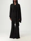Balenciaga Asymmetric Black Silk Blouse With Scarf In Black