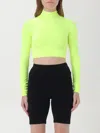 Balenciaga Neon Crop Mock Neck Top In Gelb