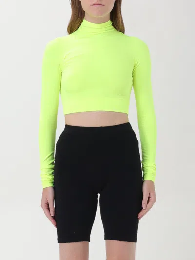 Balenciaga Neon Crop Mock Neck Top In Green