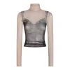 Balenciaga Black And Light Beige Trompe Loeil Lingerie Top In Multi