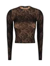 Balenciaga Lace Crewneck Top In Black