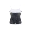 Balenciaga Denim Top With Lace Trim And Rhinestone Embellishments In Blue