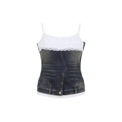 Balenciaga Women's Patched Tank Top In Dark Blue