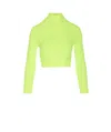 Balenciaga Neon Crop Mock Neck Top In Yellow